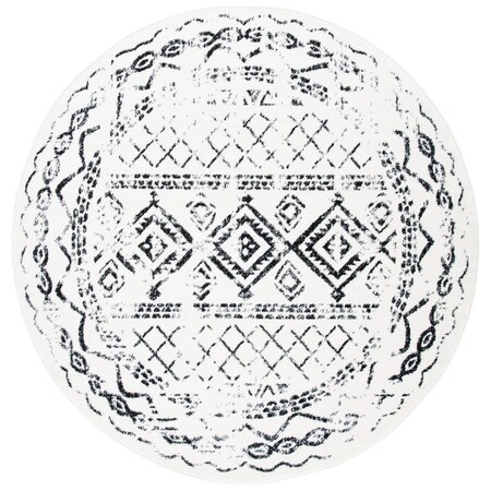 Safavieh 8 x 8 ft. Tulum Power Loomed Round Area Rug; Ivory & Black TUL268D-8R